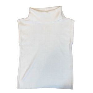 Vintage LeRoy Sleeveless Knit Turtleneck Ivory Shell Sweater Size Small